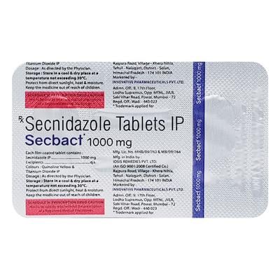 SECBACT 1000mg Tablet 2's - Amoebiasis-Ant