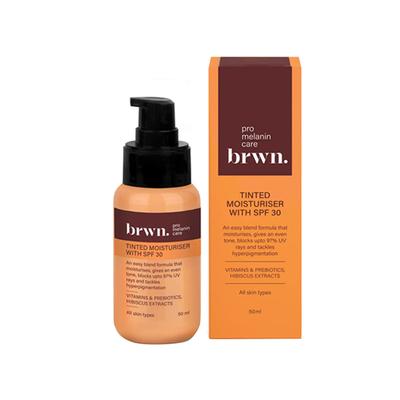 Brwn Pro Melanin Care Tinted Moisturiser with SPF 30 All Skin Types - Almond 50ml - Face Moisturizers