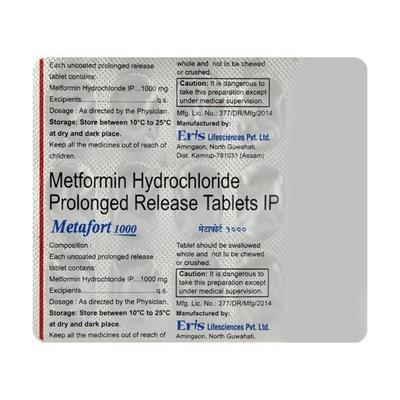 Metafort 1000mg Tablet 15'S - Diabetes-Ant