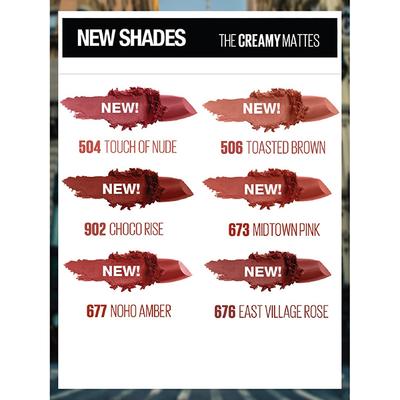 Maybelline New York Color Sensational Creamy Matte 506 Toasted Brown 3.9gm - Lipsticks