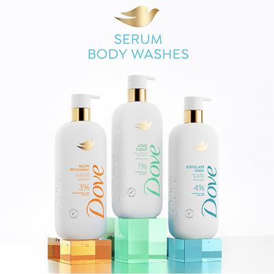 Dove 4% Refining Serum + AHA Exfoliate Away Serum Body Wash, 300 ml - Shower Gels & Body Wash
