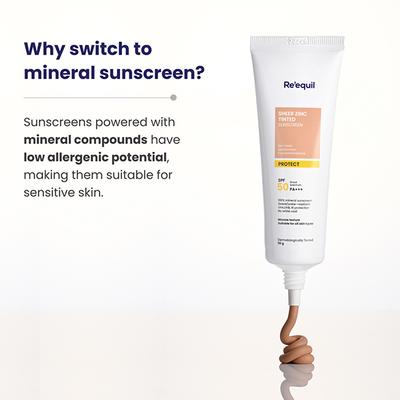 Reequil Sheer Zinc Tinted Mineral Sunscreen Spf 50 Pa+++ 50 gm - Face Sunscreen