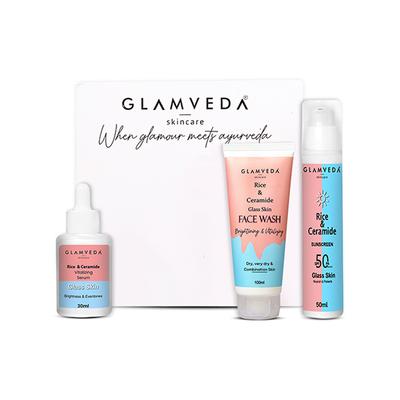 Glamveda Korean Glass Skin Rice & Ceramide 3 Step Daily Skincare Routine 3 Items 1's - Makeup Kits & Sets