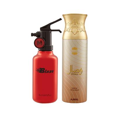 Maryaj Blaze EDP Citrus Aromatic Perfume And Ajmal Wisal Deodorant Floral Musky Fragrance 300 ml - Perfumes (Edt/Edp)