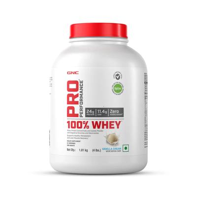 GNC Pro Performance 100% Whey Protein Powder - Vanilla Cream 1.81 kg - Whey Proteins