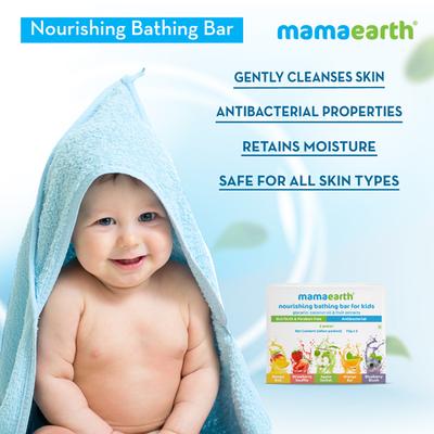 Mamaearth Nourishing Kids Bathing Bar Glycerin Coconut Oil & Fruit Extracts 2 Years + (75gm X 5) 1's - Baby Soap