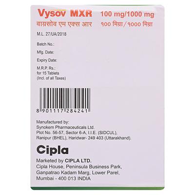 VYSOV MXR 100/1000mg Tablet 15's - Diabetes-Ant