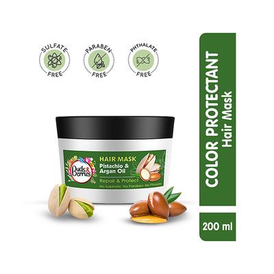 Buds & Berries Pistachio and Argan Oil Hair Masks & Packs Jar 200 ml - Hair Masks & Packs