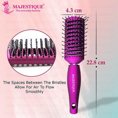 Majestique Purple 9 Row Vent Brush - Ball Tipped Bristles for Men and Women 1's - Hair Brushes