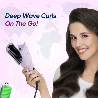 Vega Go Mini Hair Waver with Ptc Ceramic Coated Plates for Women, Purple (VHWR-02) 350 gm - Rollers & Curlers