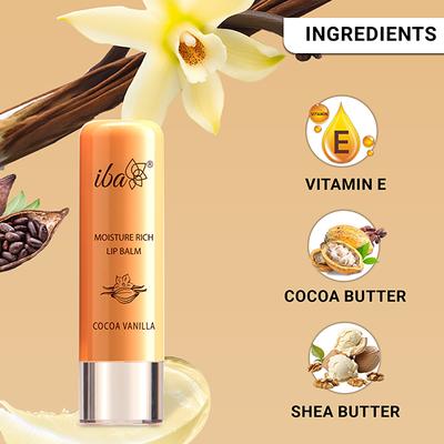 Iba Moisture Rich Lip Balm - Cocoa Vanilla 4.5 gm - Lip Balms