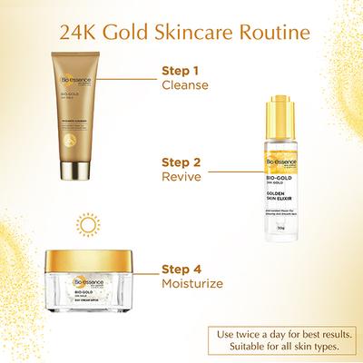 Bio-Essence 24K Gold CSM Kit - Cleanser, Serum, Moisturizer 170 g - Facial Kits