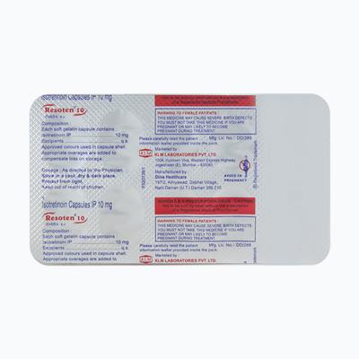 Resoten 10mg Capsule 10'S - Acne-Acn