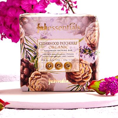 Fabessentials Cedarwood Patchouli Handmade Bathing Bar 100% Organic With Coconut Oil 100 gm - Soaps