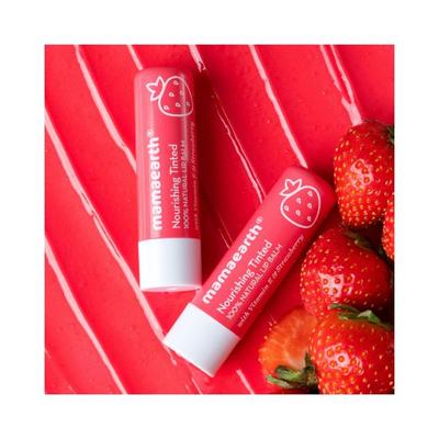 Mamaearth Nourishing Tinted 100% Natural Lip Balm with Vitamin E and Strawberry 4 gm - Lip Balms