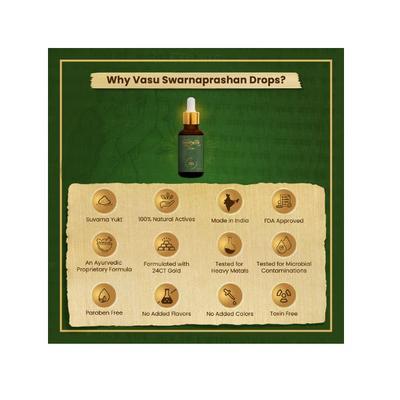 Vasu Ayurveda Suvarnaprashan 24CT Gold Drops for Kids 30 ml - Speciality Medicines