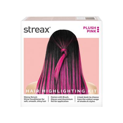 Streax Ultralights Hair Colour Highlight Kit, Pink Hair Colour, Plush Pink, 1's - Crème