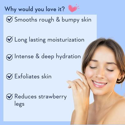 WishCare 10% AHA + 1% BHA Body Lotion - Smooths Rough & Bumpy Skin - With NiacinamiderapeFruit & Blueberry 200 ml - Lotions & Creams