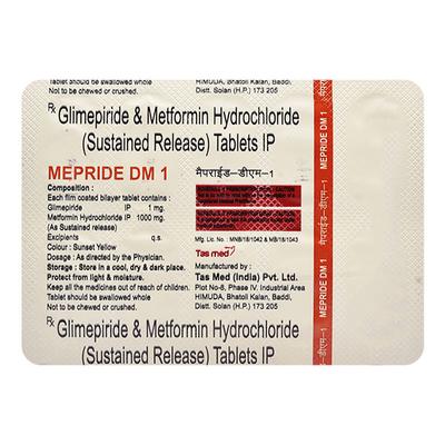 Mepride DM 1mg/1000mg Tablet 10'S - Diabetes-Ant