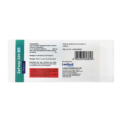 ZEFWAY DT 200 Tablet 10's - Bacterial Infections-Cep