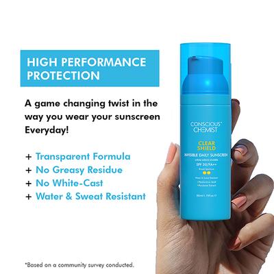 Conscious Chemist Sunscreen SPF 30 PA+++ UVA/UVB Hyaluronic Acid and Purslane Extract 50ml - Face Sunscreen