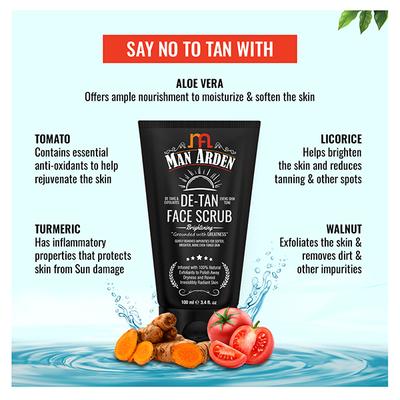 Man Arden De-Tan Brightening Face Scrub 100gm - Face Scrubs
