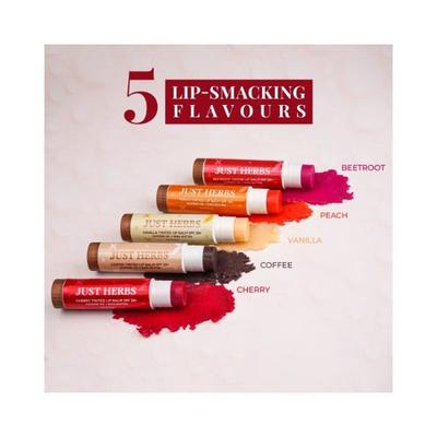 Just Herbs Tinted Lip Balm SPF20+ Almond Oil + Shea Butter, Nourishing Moisturising Healing (Peach) 4gm - Lip Balms