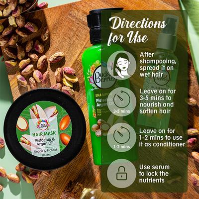 Buds & Berries Pistachio and Argan Oil Hair Masks & Packs Jar 200 ml - Hair Masks & Packs