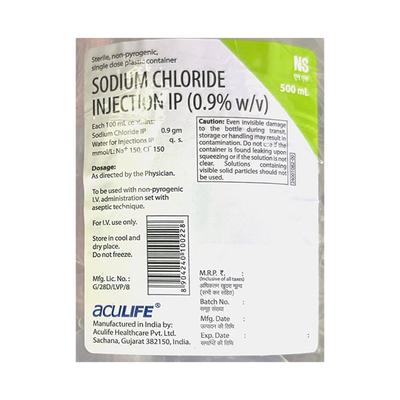 NS (ACULIFE) SODIUM CHLORIDE 0.9% Infusion 500ml - Supplements-Int