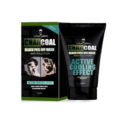Urban Gabru Charcoal Black Peel Off Mask Anti-Pollution Active Cooling Effect Deep Skin Purifying Cleansing Mask 60gm - Masks & Peels