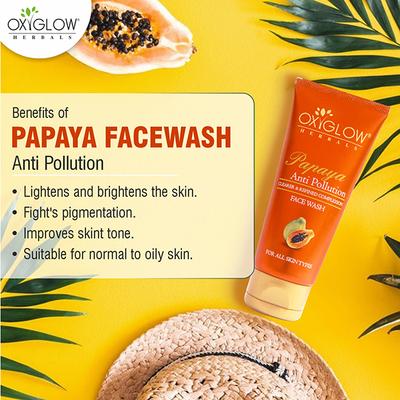 Oxyglow Herbals Papaya Deep Cleaning Face Wash, Exfoliates, Cleanses and Moisturises 100 gm - Face Wash & Cleansers