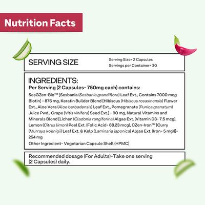 Oziva Plant Based Biotin Xtra, 7000 Mcg+ Biotin with Hair Growth with Keratin Builder, Vitamin for Hair Growth, Repair and Regeneration, Veg Capsules 60's - Hair & Skin