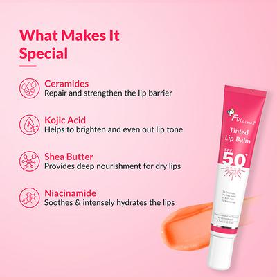 Fixderma SPF 50+ PA+++ 4% Kojic Acid Tinted Lip Balm with 2% Ceramide 15 ml - Lip Balms