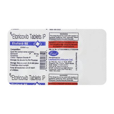 Etoford 90mg Tablet 10'S - Pain relief-Nsa