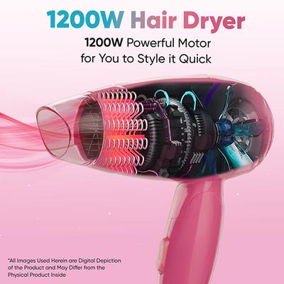 Vega Hair Dryer for Women, 1200 Watts, Travel Friendly, Blow Dryer with Foldable Handle, (VHDH-33) 385 gm - Hair Dryers