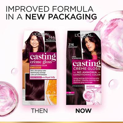 L'Oreal Paris Casting Creme Gloss Hair Color, 316 Burgundy 87.5g+72ml 1's - Crème