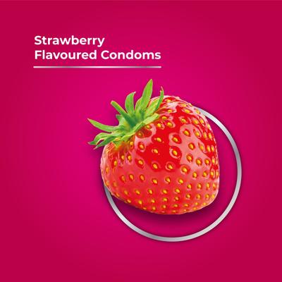 Skore 1500+ Raised Dots Condoms - Strawberry 10's - Plain/Flavoured Condoms