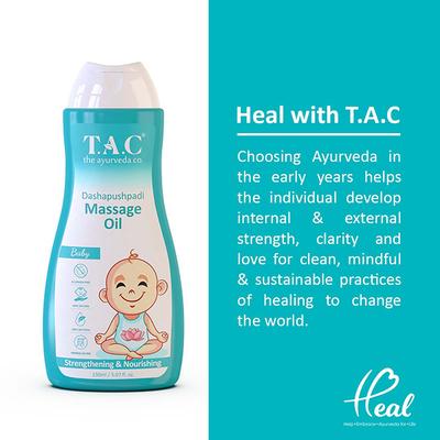 T.A.C - The Ayurveda Co. Dashapushpadi Massage Oil with 10 Sacred Flowers Strengthening & Nourishing 150 ml - Baby Skin Care