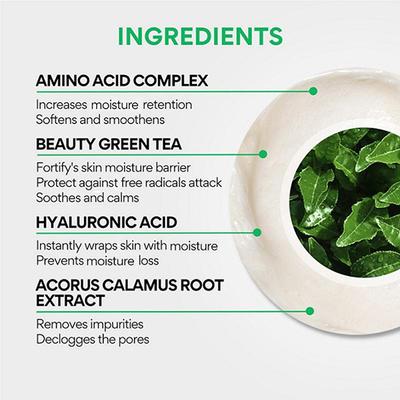 Innisfree Green Tea Amino Acid Foam Cleanser - Hydrating, Soft & Rich Cleanser for Daily Use 80 gm - Face Wash & Cleansers