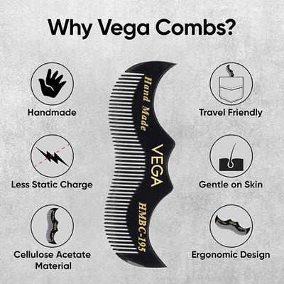 Vega Moustache Comb (HMBC - 195) 1's - Hair Combs