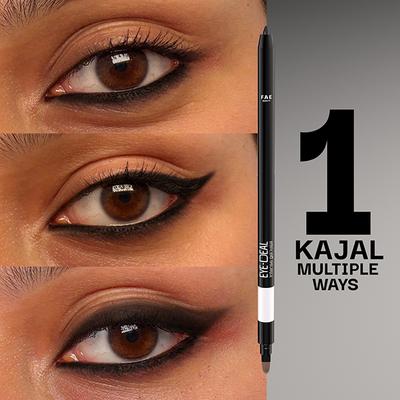 FAE Beauty Eye-Deal Intense Gel Kajal, Smudgeproof, Waterproof, Long Lasting, with Built-In Sharpener & Fine Bristle Brush Shade - Black Sesame 0.35 gm - Kajal & Kohls