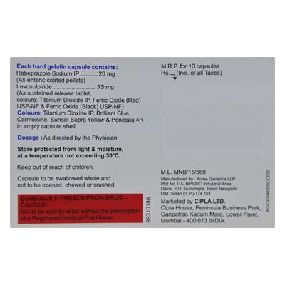 Rabesec LS 75/20mg Capsule 10'S - Ulcer/Reflux/Flatulence-Aaa