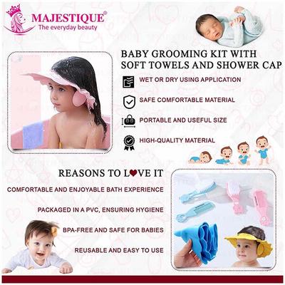 Majestique Baby Shower Cap with Baby Grooming and Care Kit, Baby Bath Accessories - 4Pcs/Multicolor 1's - Baby Grooming