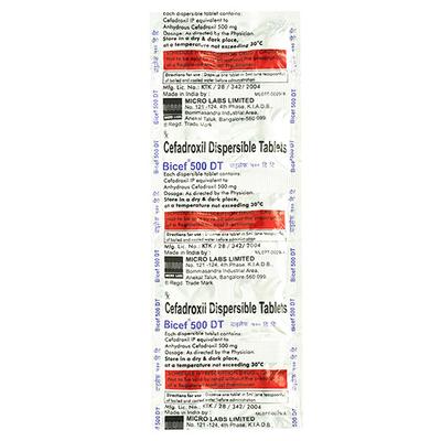Bicef DT 500mg Tablet 10'S - Bacterial Infections-Cep