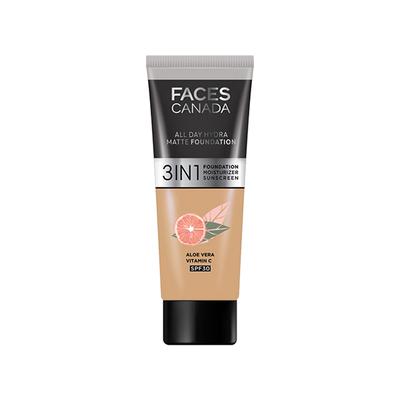 FACES CANADA 3in1 All Day Hydra Matte Foundation + Moisturizer + SPF 30 Honey Beige 031 15 ml - Foundation
