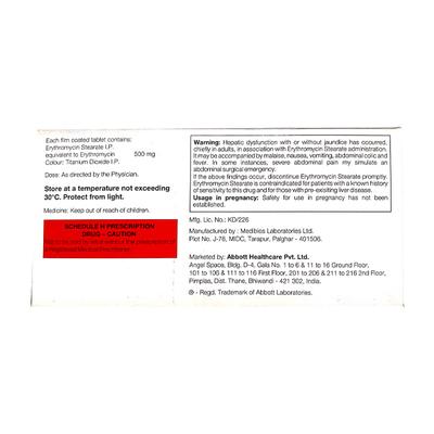 ERYTHROCIN NEW 500 Tablet 10's - Bacterial Infections-Mac