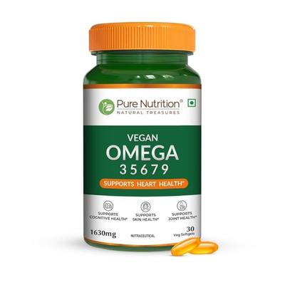 Pure Nutrition Vegan Omega 3 5 6 7 9 1630 mg Veg Softgel 30's - Omega Fish Oil Fatty Acids