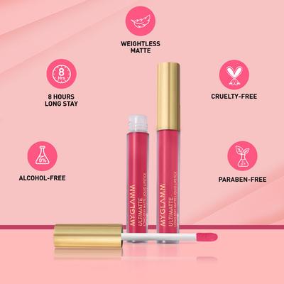 MyGlamm Ultimatte Long Stay Matte Liquid Lipstick-Pink Stunner 2.5 ml - Lipsticks