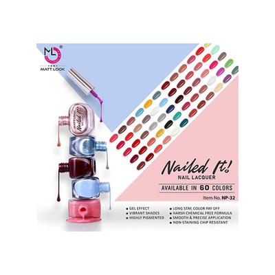 Matt Look Nailed It Nail Polish, Chip Free, Quick Dry, Longer Stay, Highly Pigmented Lacquer, Natural Finish , Bubble Gum 56 10 ml - Nail Polish