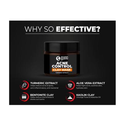 Beardo Acne Control Face Clay Mask - Turmeric Extract 50 gm - Masks & Peels